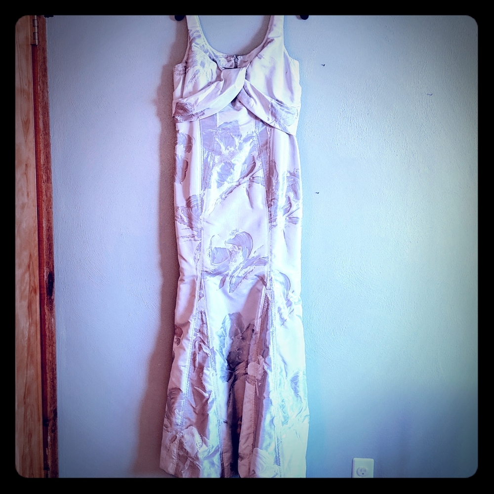 Carolina Herrera silver floral damask gown